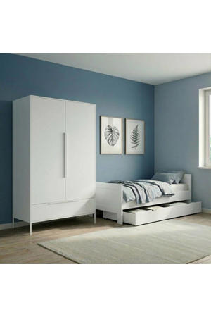 Tienerkamer Noel Wit 2 Delig Met Bed Met Lade Met Santiago Kledingkast