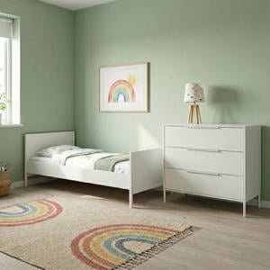 Tienerbed Napels Wit & Santiago Commode