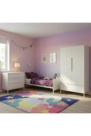 Tienerbed Napels Wit & Santiago Commode & Kledingkast