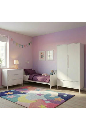 Tienerbed Napels Wit & Santiago Commode & Kledingkast