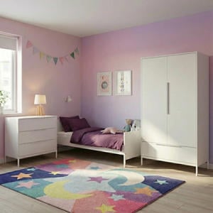 Tienerbed Napels Wit & Santiago Commode & Kledingkast