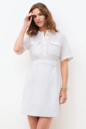 linnen mini jurk ecru