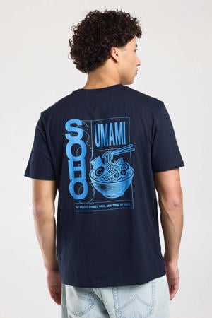 regular T-shirt met backprint blauw