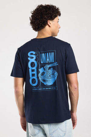 regular T-shirt met backprint blauw