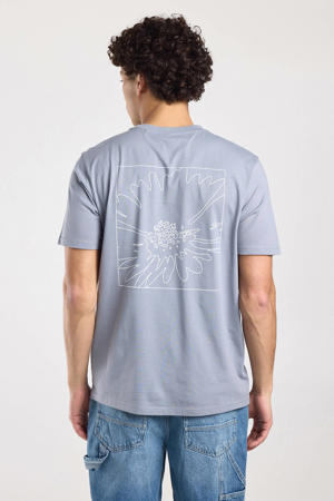 regular T-shirt met backprint blauw
