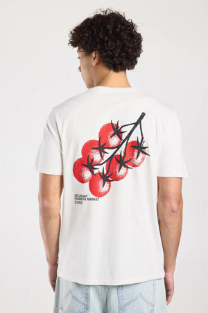 regular T-shirt met backprint wit