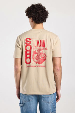 regular T-shirt met backprint beige
