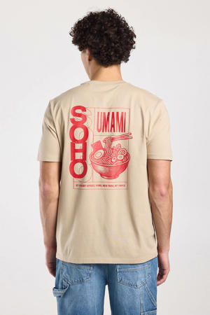 regular T-shirt met backprint beige