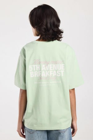 T-shirt met backprint lichtgroen