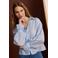 LOLALIZA gestreepte blouse met krijtstreep lichtblauw