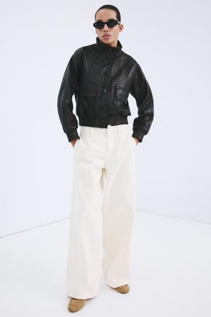 wide leg regular waist jeans ecru