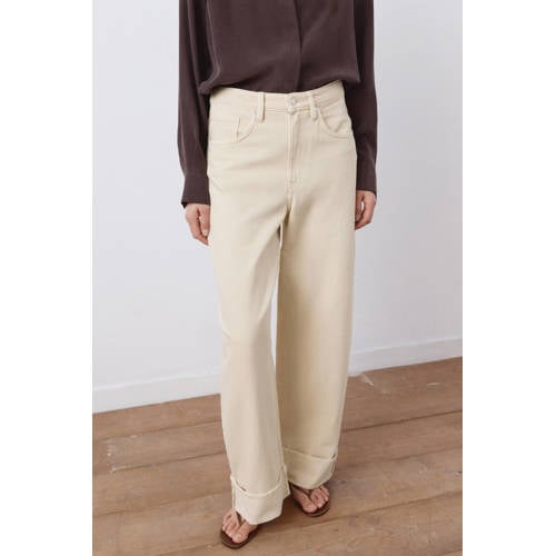 Mango wide leg jeans lichtgeel afbeelding