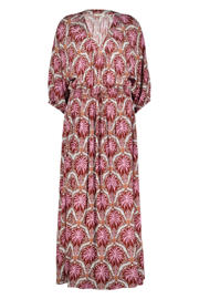 thumbnail: Roze dames Didi maxi jurk van viscose met half lange mouwen en V-hals