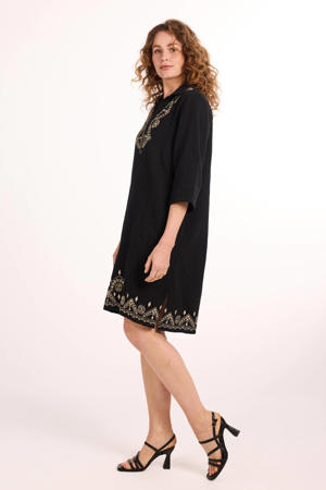 rechtvallend tuniek met borduursels - zwart