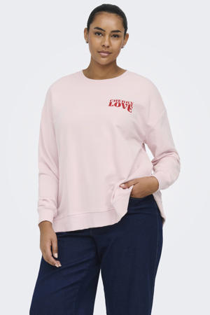 sweater met backprint lichtroze