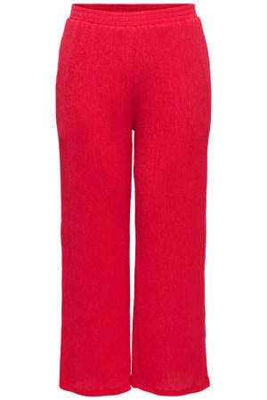 casual broek met hoge taille rood