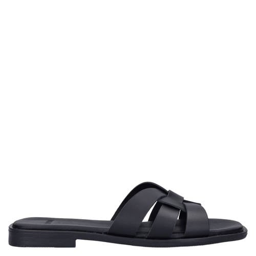 Manfield leren slippers zwart afbeelding