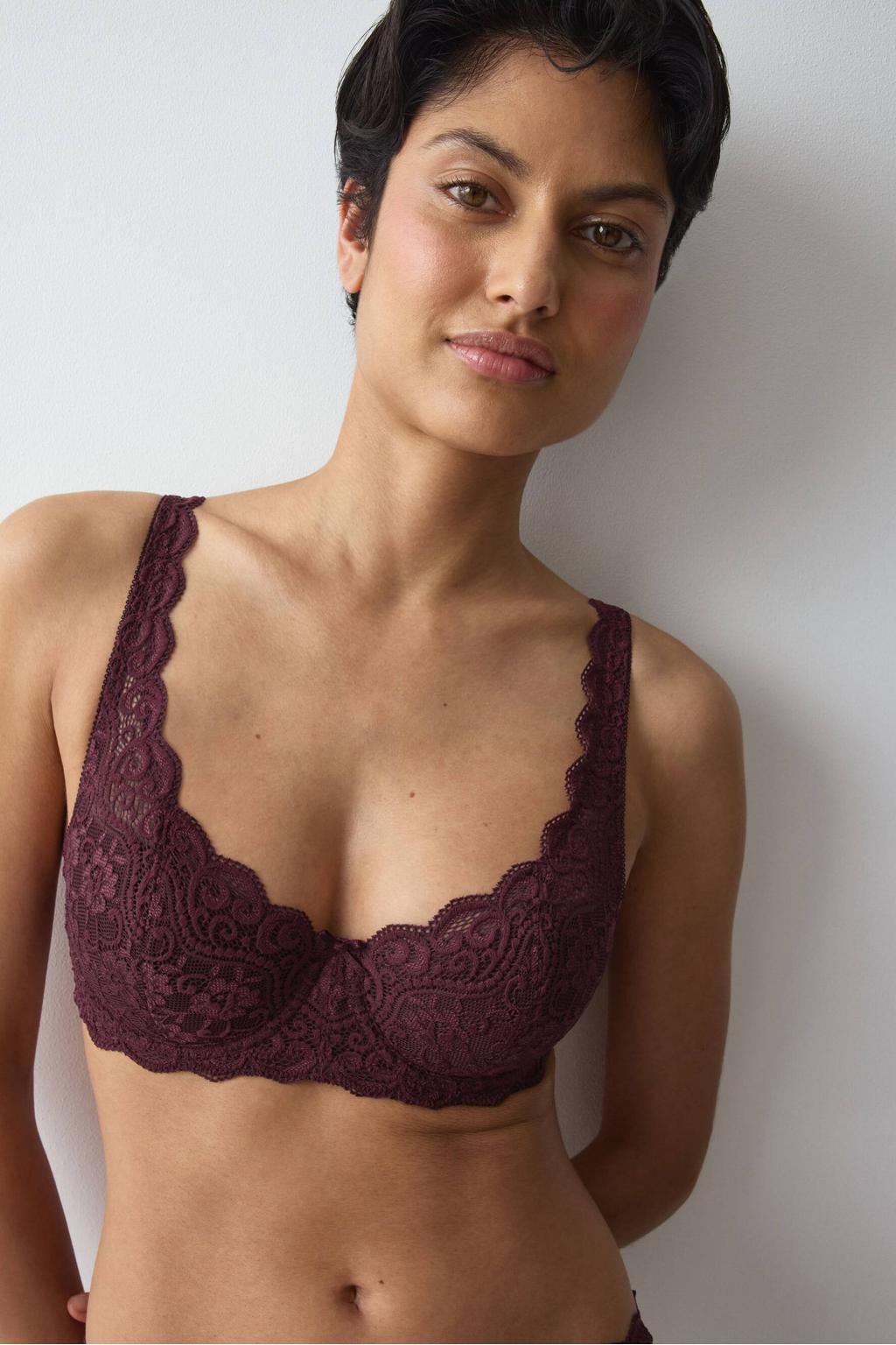 Triumph Amourette voorgevormde kanten beugel-bh - aubergine