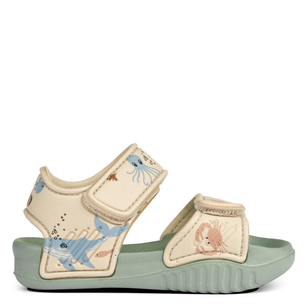 Beige en lichtblauwe jongens Liewood sandalen van 100% eva met klittenband