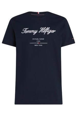 regular fit T-shirt met logo - donkerblauw