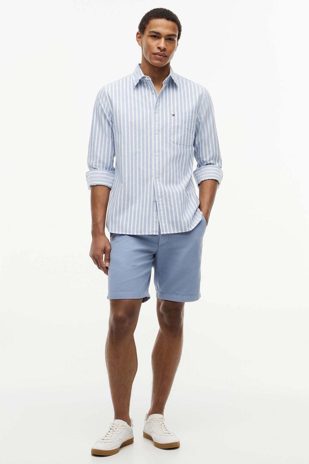 Tommy Hilfiger regular fit gestreept overhemd - blauw