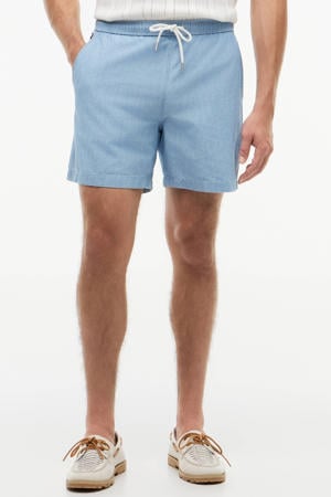 DOVER 6" PO CHAMBRAY regular casual short met linnen lichtblauw