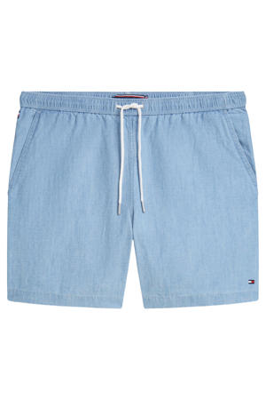 DOVER 6" PO CHAMBRAY regular casual short met linnen lichtblauw