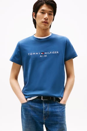 slim T-shirt blauw