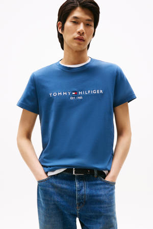 slim T-shirt blauw