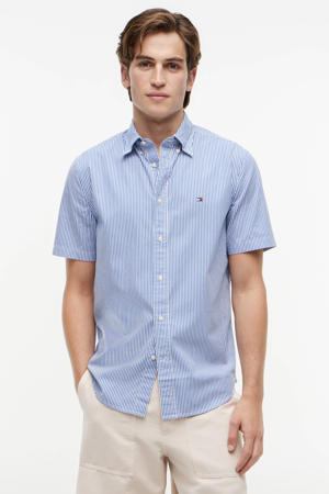 regular gestreept casual overhemd blauw