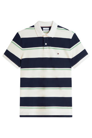 regular gestreepte polo donkerblauw
