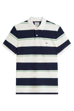 regular gestreepte polo donkerblauw