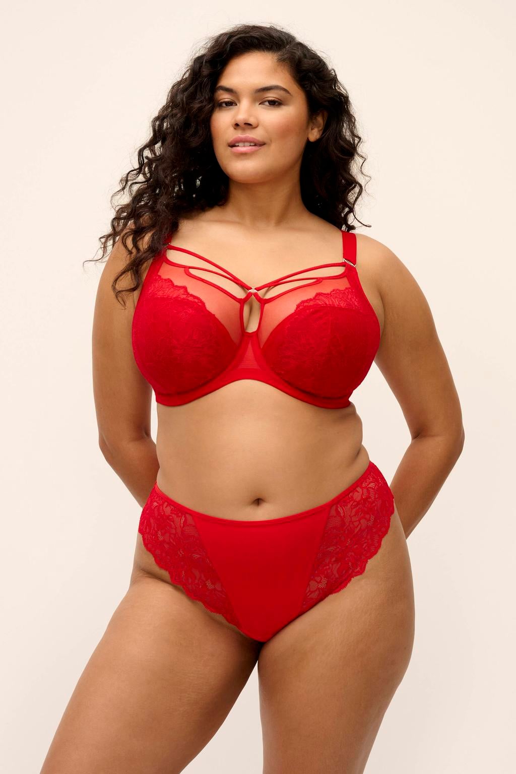Elomi Brianna niet-voorgevormde plunge-bh met beugel - rood