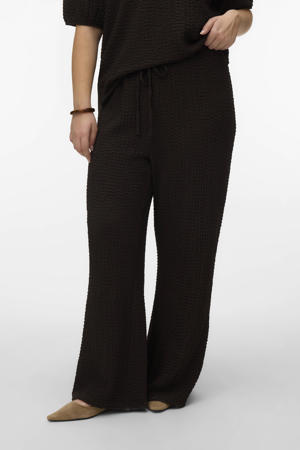 flared high waist casual broek donkerbruin