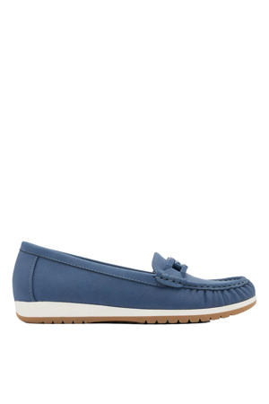 leren mocassins blauw