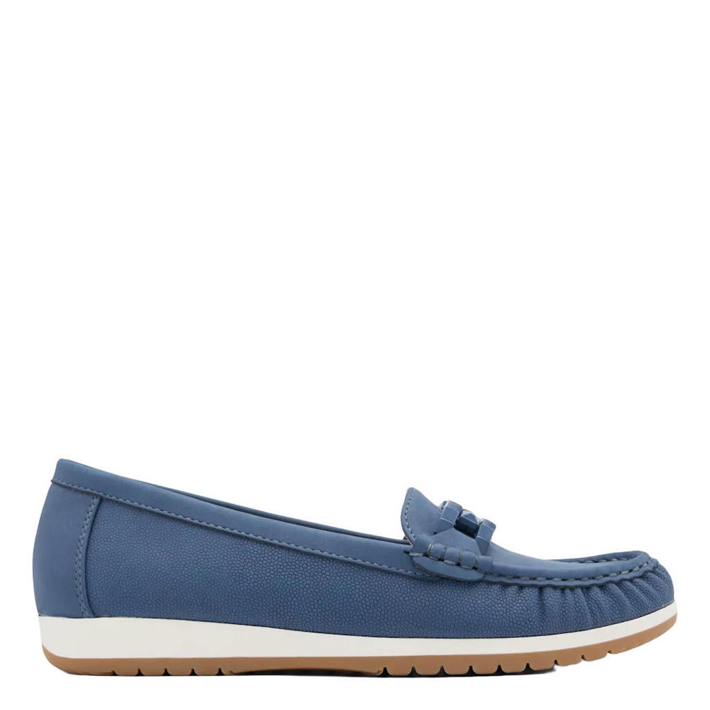 Blauwe dames Easy Street leren mocassins van imitatieleer