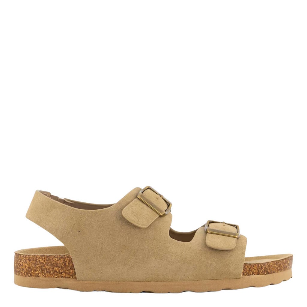 Beige jongens Vty suède sandalen met gesp