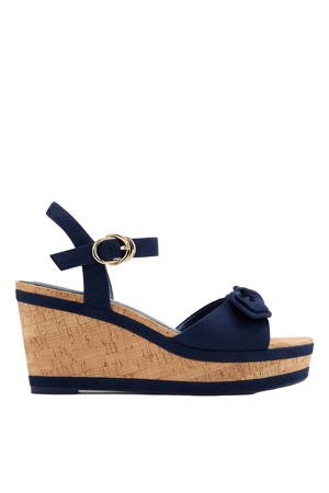 suède sleehakken donkerblauw
