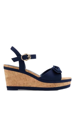 suède sleehakken donkerblauw