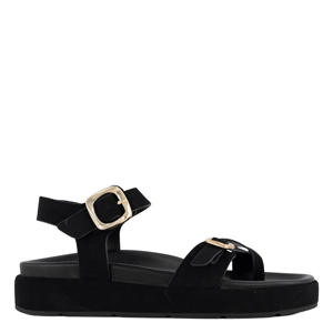 suède sandalen zwart
