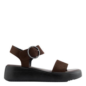 suède sandalen met sleehak zwart