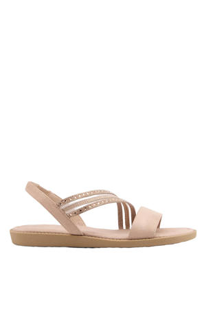 imitatieleren sandalen met strass steentjes lichtroze