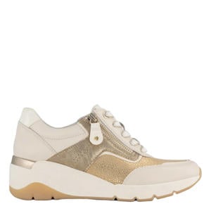 leren sneakers beige/goud
