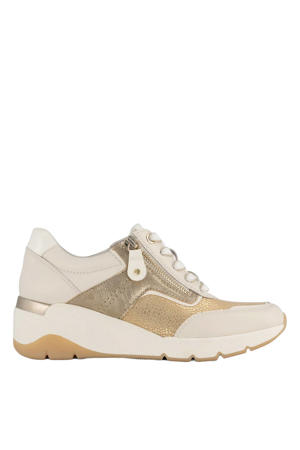 leren sneakers beige/goud