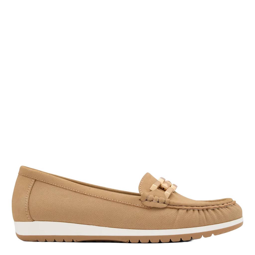 Lichtbruine dames Easy Street mocassin van textiel/synthetisch