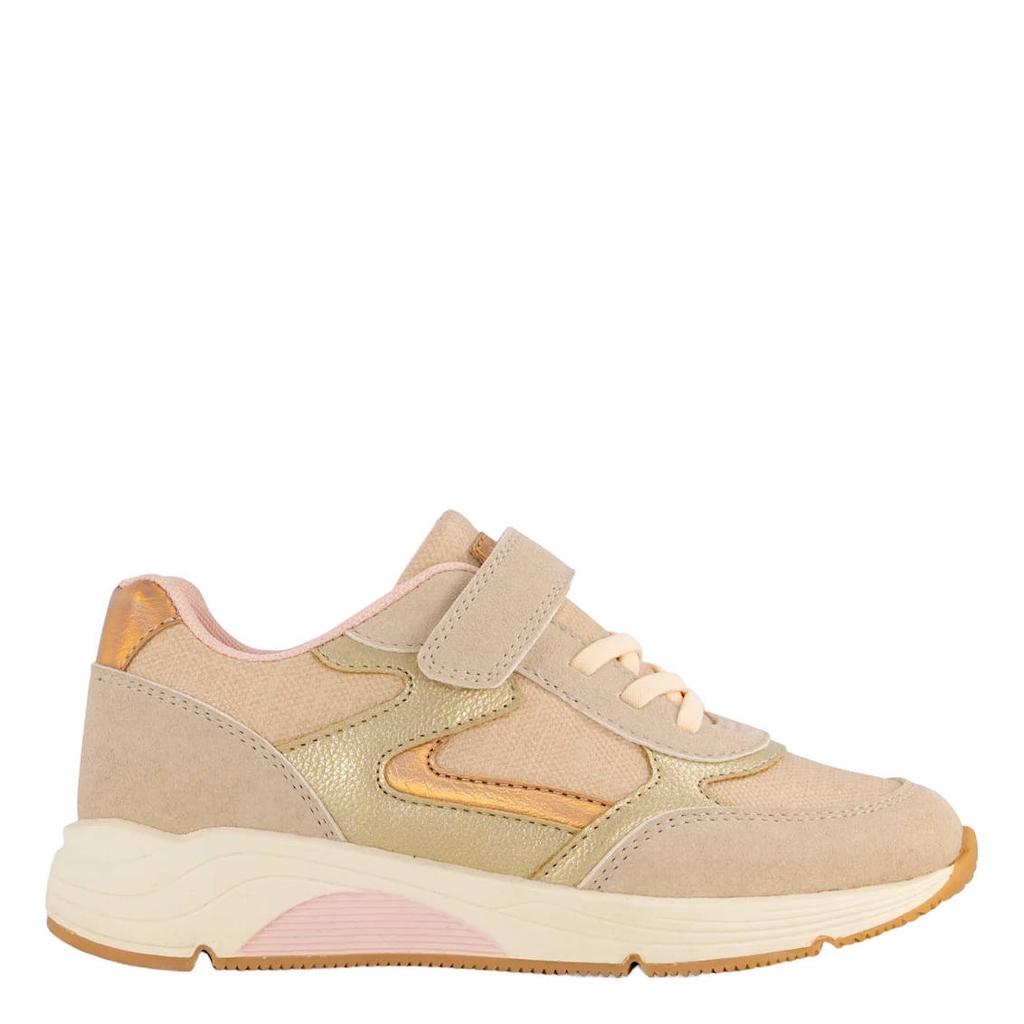 Beige meisjes Graceland sneakers van mesh/imitatieleer/textiel met elastische veter- met klittenbandsluiting