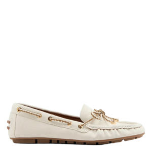 suède mocassins ecru