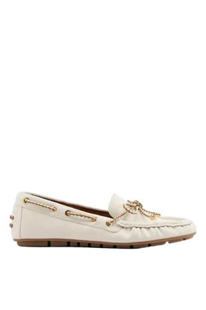 suède mocassins ecru