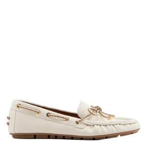 suède mocassins ecru