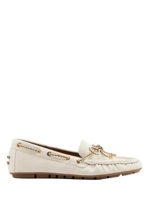 suède mocassins ecru
